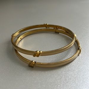 Monet Gold and Off-White Bangle Bracelets